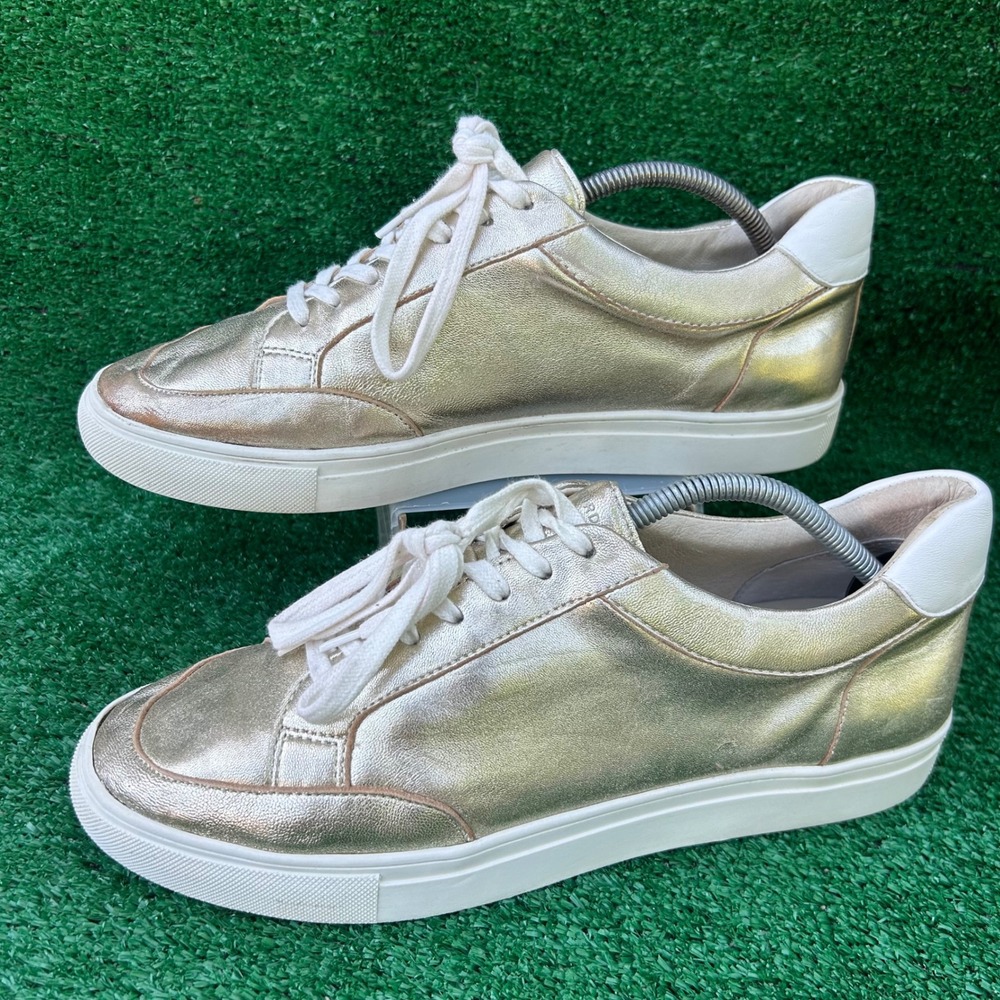 Birdies Swift‎ Metallic Gold Leather Lace Up Sneakers Mens Size 12 Low Top Shoes
